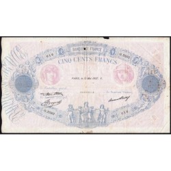 F 30-38 - 13/05/1937 - 500 francs - Bleu et rose - Série O.2582 - Etat : TB-