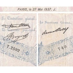 F 30-38 - 27/05/1937 - 500 francs - Bleu et rose - Série T.2592 - Etat : TB-