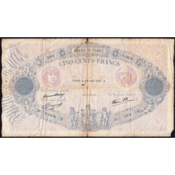 F 31-02 - 26/08/1937 - 500 francs - Bleu et rose modifié - Série Q.2676 - Etat : B