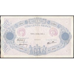 F 31-06 - 24/03/1938 - 500 francs - Bleu et rose modifié - Série L.2771 - Etat : TB+