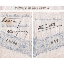 F 31-07 - 31/03/1938 - 500 francs - Bleu et rose modifié - Série J.2793 - Etat : TB-