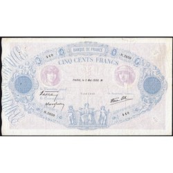 F 31-10 - 05/05/1938 - 500 francs - Bleu et rose modifié - Série N.2859 - Etat : TB+