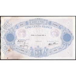 F 31-18 - 15/07/1938 - 500 francs - Bleu et rose modifié - Série Z.3040 - Etat : TB+