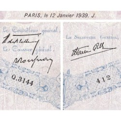F 31-22 - 12/01/1939 - 500 francs - Bleu et rose modifié - Série Q.3144 - Etat : TB+