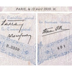 F 31-31 - 13/04/1939 - 500 francs - Bleu et rose modifié - Série R.3359 - Etat : TB