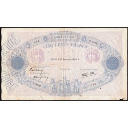 F 31-40 - 21/09/1939 - 500 francs - Bleu et rose modifié - Série H.3588 - Etat : TB-