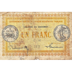 Colonie du Dahomey - Pick 2a_2 - 1 franc - Série C-97 - 11/02/1917 - Etat : B