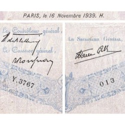 F 31-48 - 16/11/1939 - 500 francs - Bleu et rose modifié - Série Y.3767 - Etat : B+
