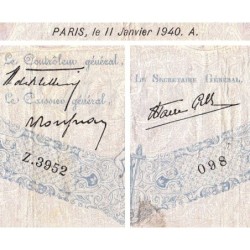F 31-56 - 11/01/1940 - 500 francs - Bleu et rose modifié - Série Z.3952 - Etat : B