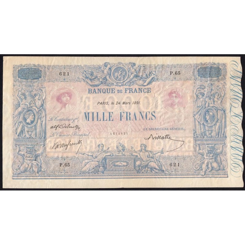 F 36-03 - 24/03/1981 - 1000 francs - Bleu et rose - Série P.65 - Etat : TTB