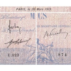 F 36-27 - 26/03/1913 - 1000 francs - Bleu et rose - Série U.823 - Etat : TB
