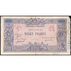 F 36-32 - 29/07/1918 - 1000 francs - Bleu et rose - Série J.1164 - Etat : B+ à TB-