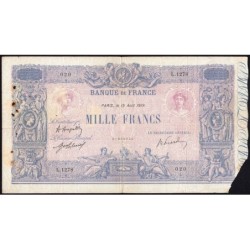 F 36-34 - 19/08/1919 - 1000 francs - Bleu et rose - Série L.1278 - Etat : AB