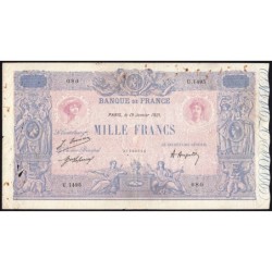 F 36-37 - 19/01/1921 - 1000 francs - Bleu et rose - Série U.1495 - Etat : TB-