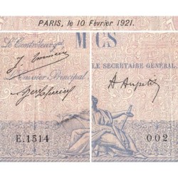 F 36-37 - 10/02/1921 - 1000 francs - Bleu et rose - Série E.1514 - Etat : TB-