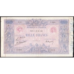 F 36-38 - 29/05/1922 - 1000 francs - Bleu et rose - Série C.1604 - Etat : TB+ à TTB