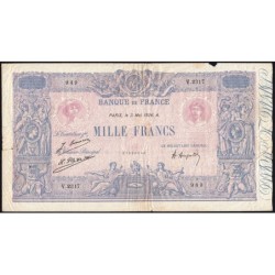F 36-42 - 03/05/1926 - 1000 francs - Bleu et rose - Série V.2317 - Etat : B
