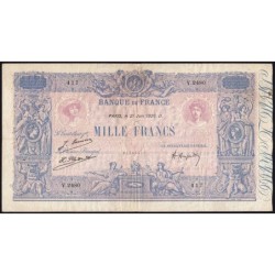 F 36-42 - 21/06/1926 - 1000 francs - Bleu et rose - Série V.2480 - Etat : TB