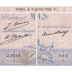 F 36-43 - 05/07/1926 - 1000 francs - Bleu et rose - Série J.2514 - Etat : B