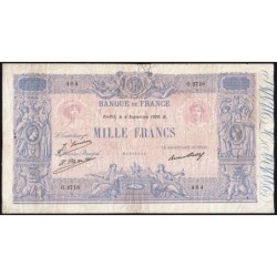 F 36-43 - 04/09/1926 - 1000 francs - Bleu et rose - Série O.2718 - Etat : B+