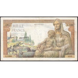 F 40-08 - 08/10/1942 - 1000 francs - Déesse Déméter - Série L.1490 - Etat : TB+