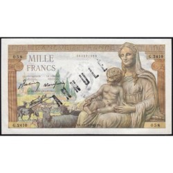 F 40-14 - 23/12/1942 - 1000 francs - Déesse Déméter - Série G.2410 - Annulé - Etat : SPL