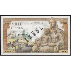 F 40-14 - 23/12/1942 - 1000 francs - Déesse Déméter - Série G.2410 - Annulé - Etat : SPL