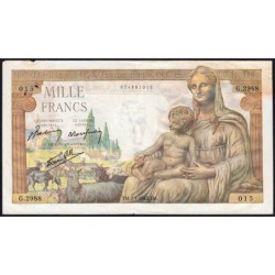 F 40-15 - 07/01/1943 - 1000 francs - Déesse Déméter - Série G.2988 - Etat : TTB+