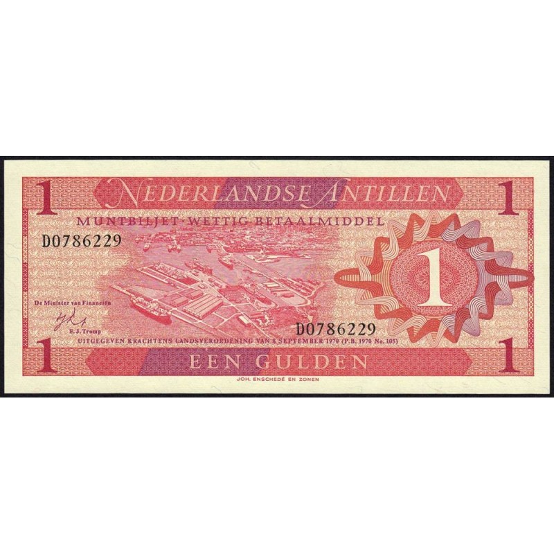 Antilles Néerlandaises - Pick 20a - 1 gulden - Série D - 08/09/1970 - Etat : NEUF