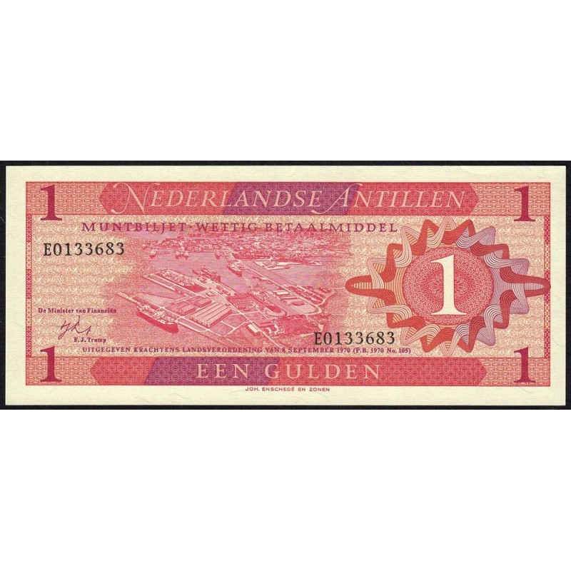 Antilles Néerlandaises - Pick 20a - 1 gulden - Série E - 08/09/1970 - Etat : SPL