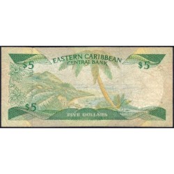 Caraïbes Est - Sainte Lucie - Pick 22l_2 - 5 dollars - Série D - 1989 - Etat : B+ à TB-