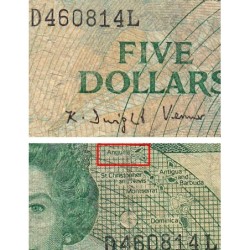 Caraïbes Est - Sainte Lucie - Pick 22l_2 - 5 dollars - Série D - 1989 - Etat : B+ à TB-