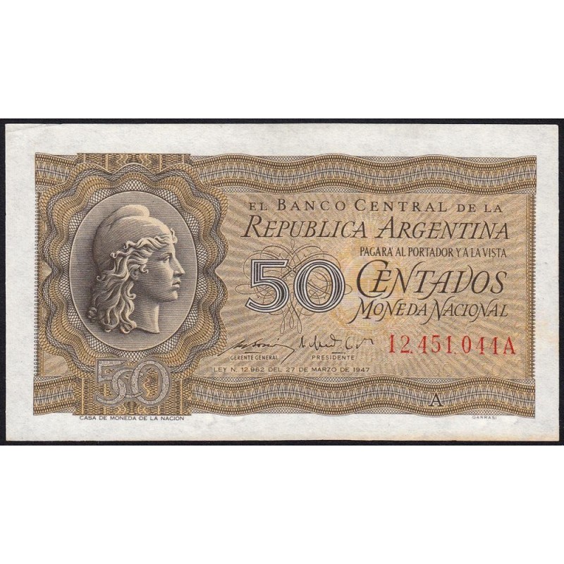 Argentine - Pick 259a - 50 centavos - Série A - 27/03/1947 (1950) - Etat : SUP+