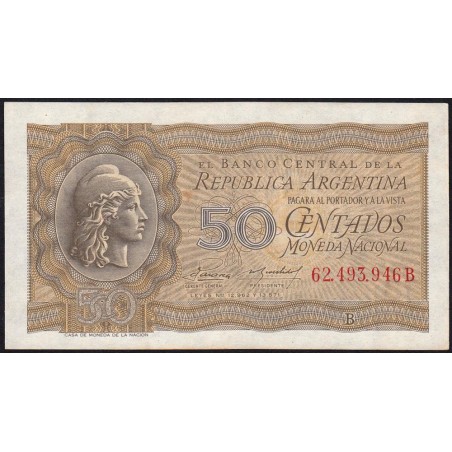 Argentine - Pick 261_2 - 50 centavos - Série B - 1951 - Etat : SUP+
