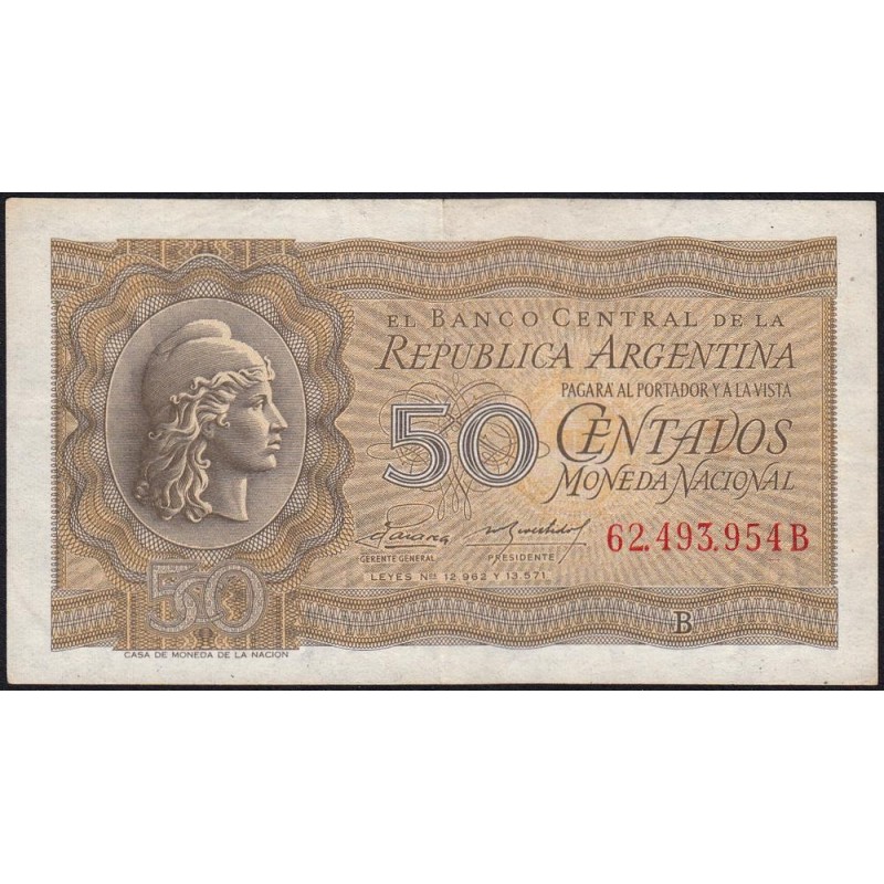 Argentine - Pick 261_2 - 50 centavos - Série B - 1951 - Etat : TTB+