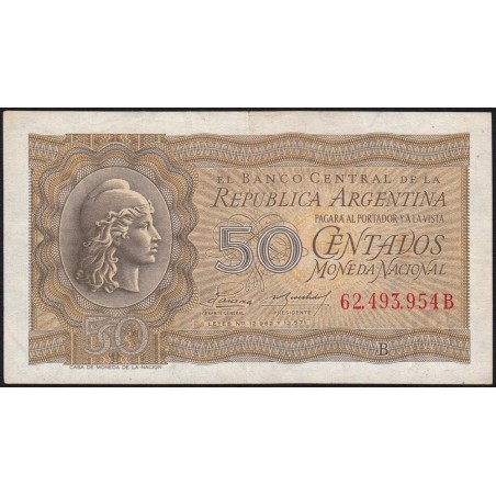 Argentine - Pick 261_2 - 50 centavos - Série B - 1951 - Etat : TTB+