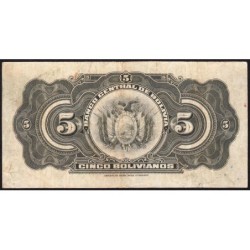 Bolivie - Pick 120_7b - 5 bolivianos - Série F8 - Loi 1928 (1940) - Etat : TTB