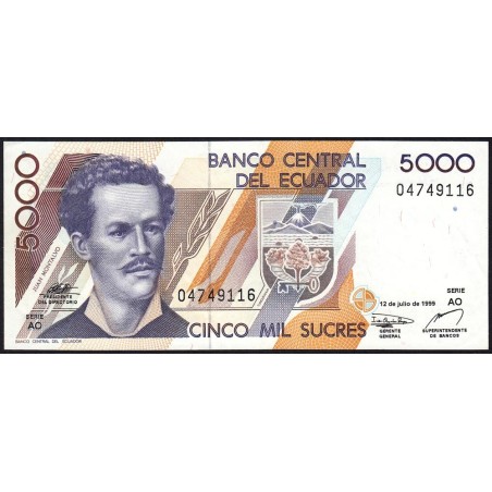 Equateur - Pick 128c_3a - 5'000 sucres - Série AO - 12/07/1999 - Etat : TTB+