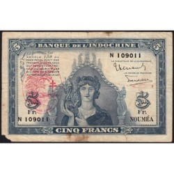 Nouvelles Hébrides - Pick 5 - 5 francs - Série N - 1945 - Etat : B+ à TB-