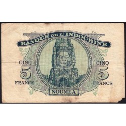 Nouvelles Hébrides - Pick 5 - 5 francs - Série N - 1945 - Etat : B+ à TB-