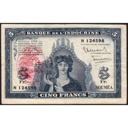 Nouvelles Hébrides - Pick 5 - 5 francs - Série N - 1945 - Etat : TTB