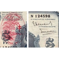 Nouvelles Hébrides - Pick 5 - 5 francs - Série N - 1945 - Etat : TTB