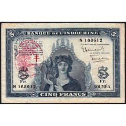 Nouvelles Hébrides - Pick 5 - 5 francs - Série N - 1945 - Etat : TTB-