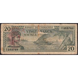 Nouvelles Hébrides - Pick 7 - 20 francs - Série F/T - 1945 - Etat : B