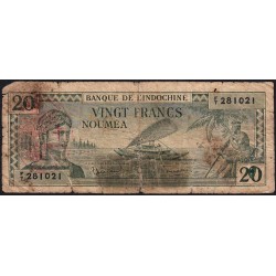 Nouvelles Hébrides - Pick 7 - 20 francs - Série F/T - 1945 - Etat : B-