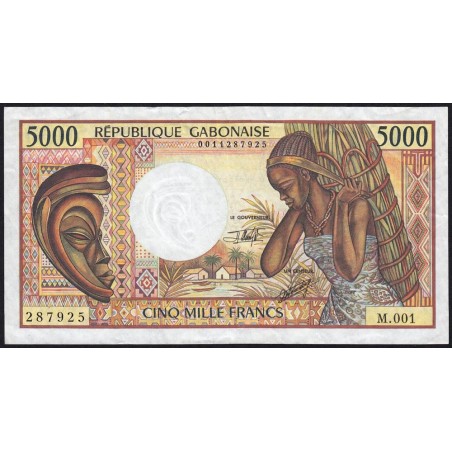 Gabon - Pick 6b - 5'000 francs - Série F.001 - 1991 - Etat : TTB