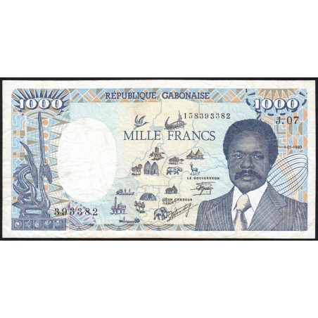 Gabon - Pick 10a_3 - 1'000 francs - Série P.09 - 01/01/1990 - Etat : TB à TB+
