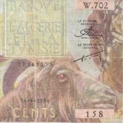 Algérie - Pick 106b_2 - 500 francs - Série W.702 (remplacement) - 26/04/1954 - Etat : TB à TB+