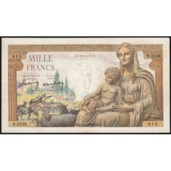F 40-16 - 14/01/1943 - 1000 francs - Déesse Déméter - Série S.3136 - Etat : TB+