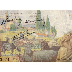 F 40-17 - 28/01/1943 - 1000 francs - Déesse Déméter - Série Q.3674 - Etat : TB